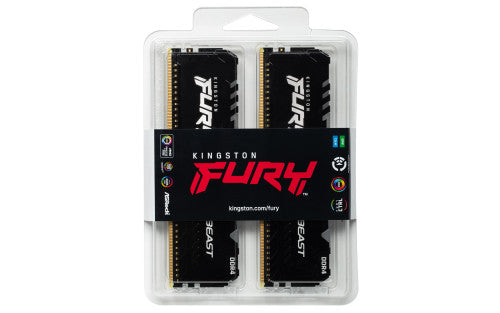 Memória RAM Kingston 16GB Fury  Beast RGB 2x8GB DDR4 3200MHz  CL16