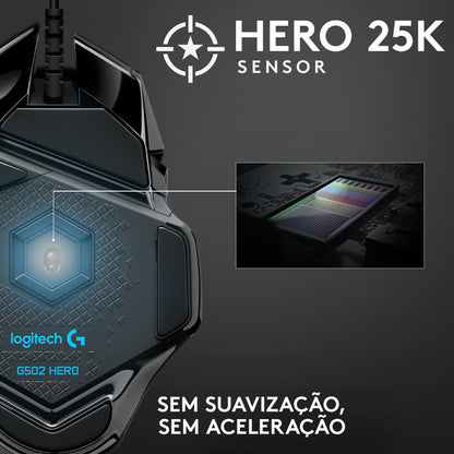 Rato Óptico Logitech G502 HERO 25600DPI Gaming Preto