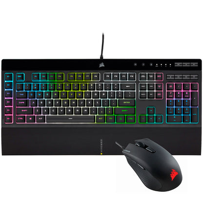 Bundle Gaming Teclado Corsair K55 RGB Pro Gaming Rubber Dome PT + Rato Óptico Corsair Harpoon RGB Pro 12000DPI Preto