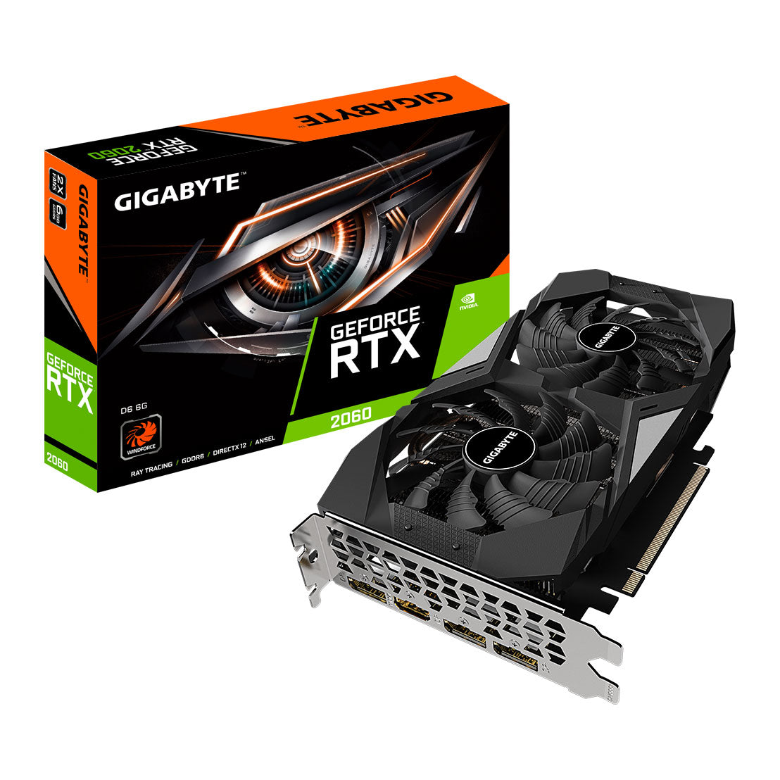 Gráfica Gigabyte GeForce® RTX 2060 D6 Rev 2.0 6GB GD6